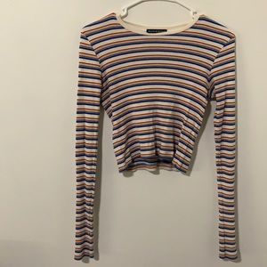 Women’s Stripped Crop Top Long Sleeve